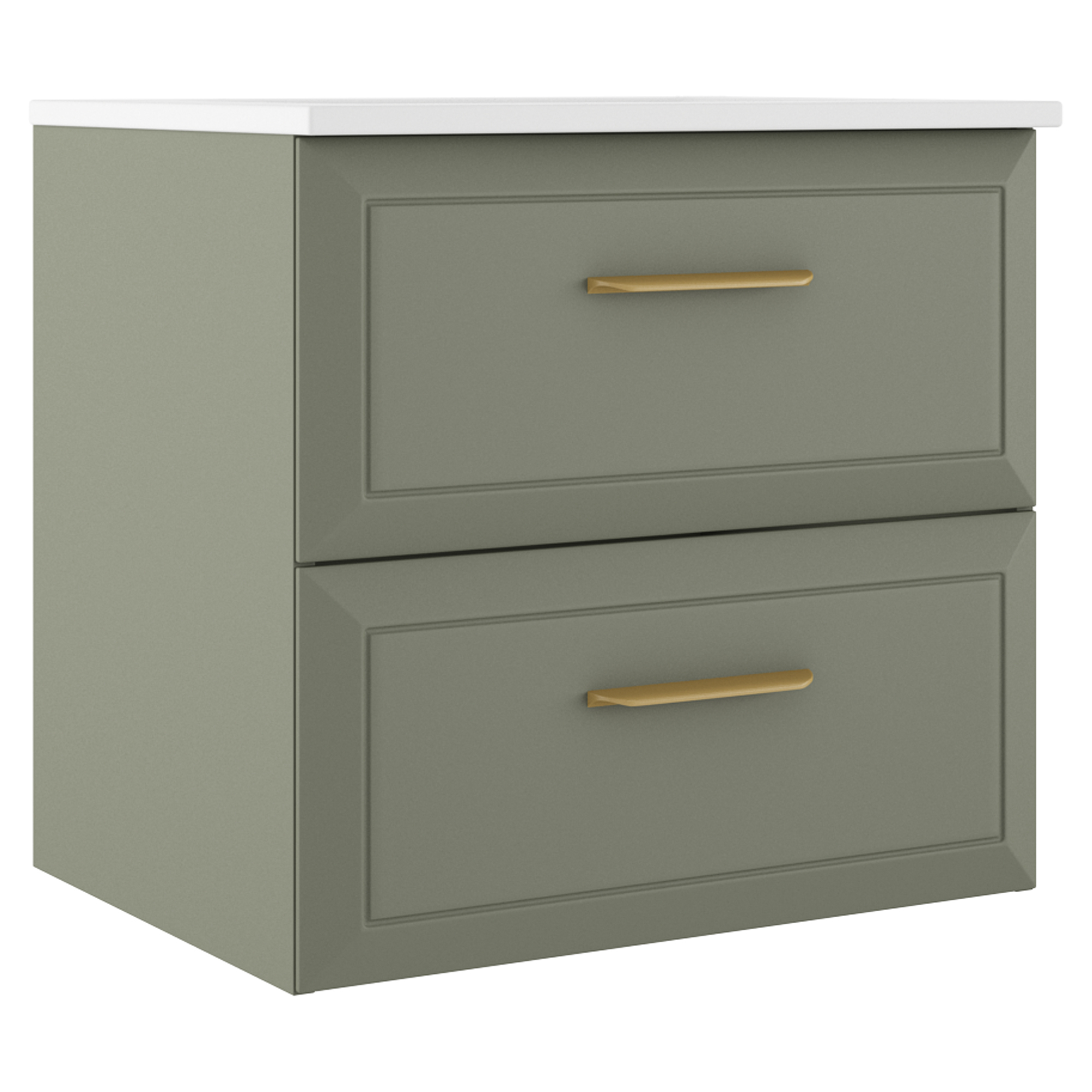 Servantskap Gold Tandem Grønn Matt 60 cm med Servant Hvit Blank
