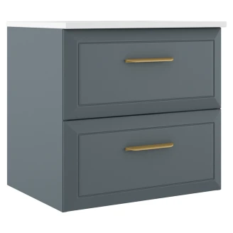 Servantskap Gold <strong>Tandem</strong>  Blå Matt 60 cm med Servant Hvit Blank