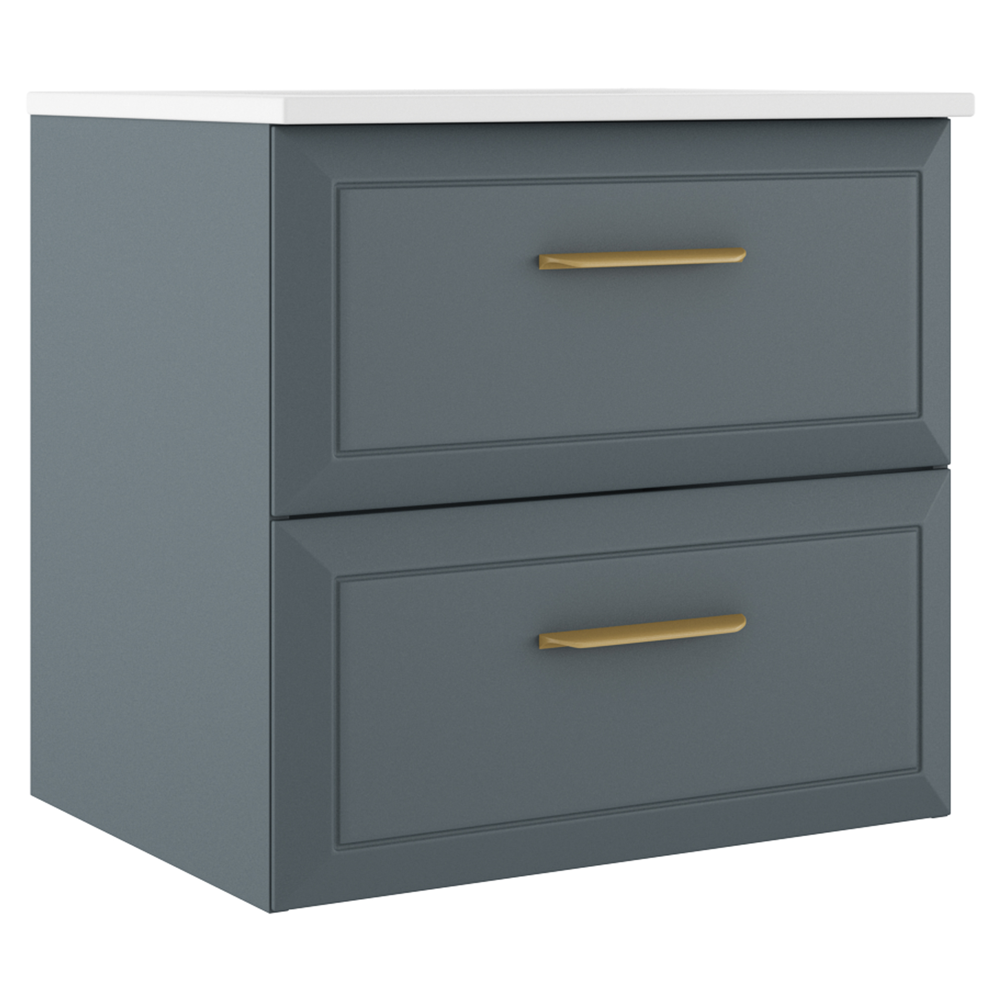 Servantskap Gold Tandem Blå Matt 60 cm med Servant Hvit Blank