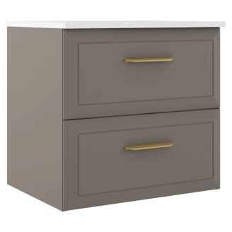 Servantskap Gold <strong>Tandem</strong>  Grå Matt 60 cm med Servant Hvit Blank