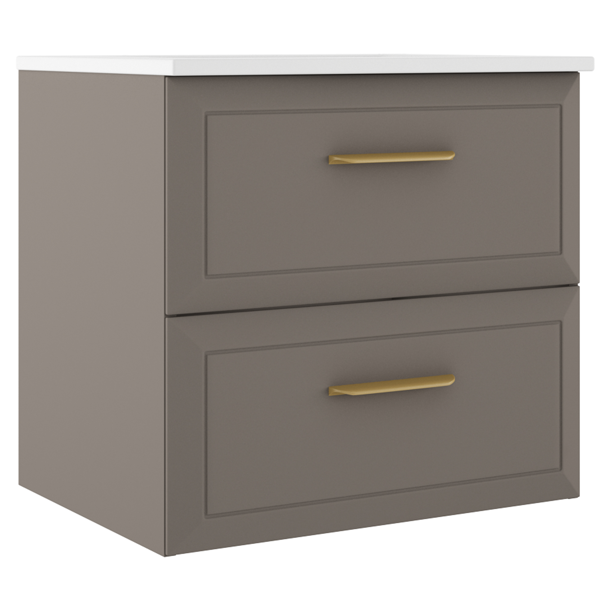 Servantskap Gold Tandem Grå Matt 60 cm med Servant Hvit Blank