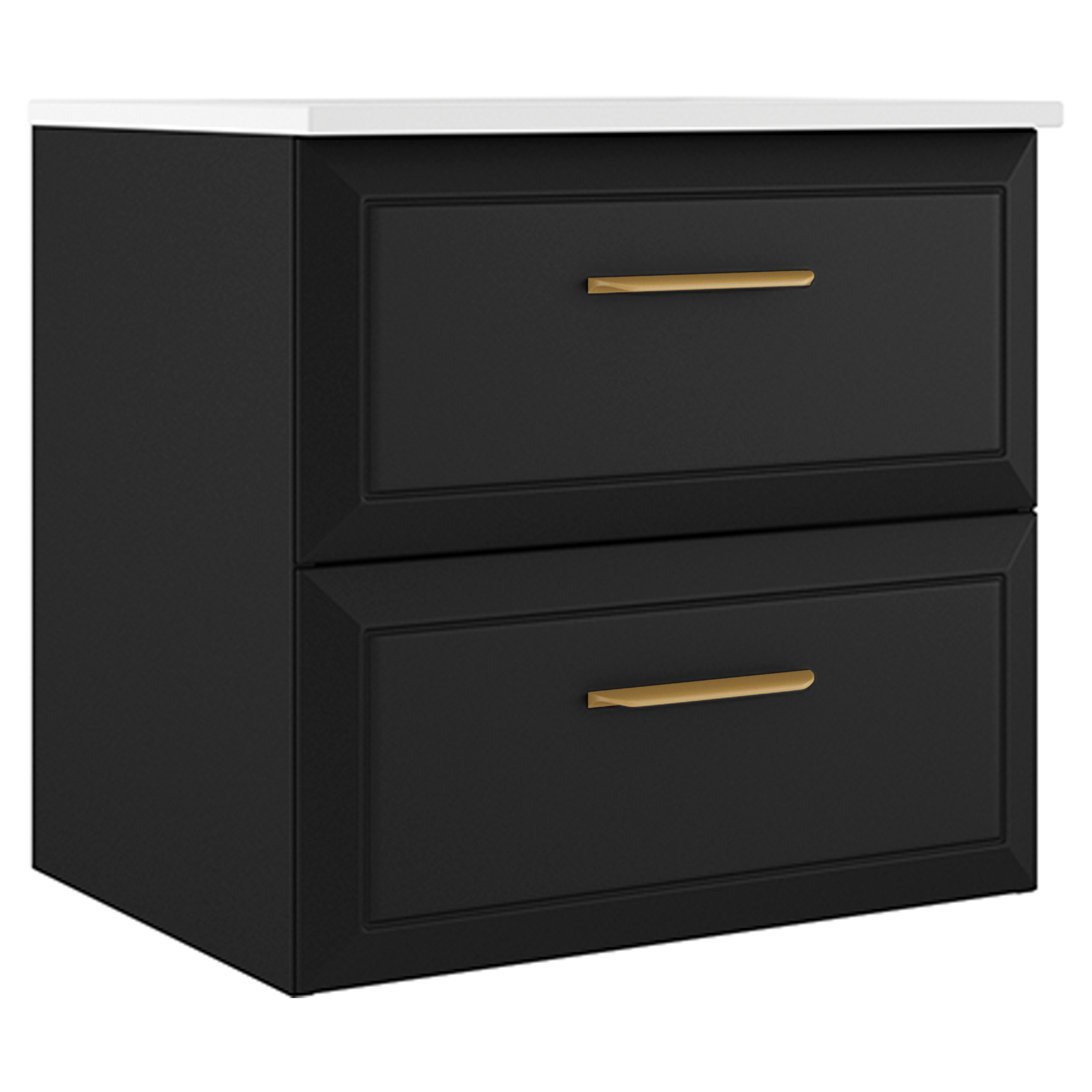 Servantskap Gold Tandem Svart Matt 60 cm med Servant Hvit Blank
