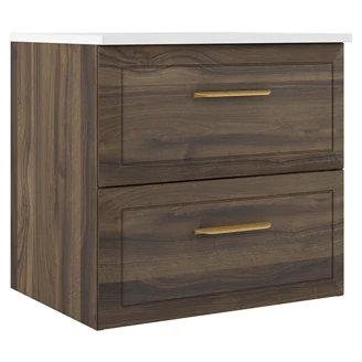 Underskab Gold <strong>Tandem</strong>  Træ Mørkt Mat 60 cm med Vask Hvid Blank