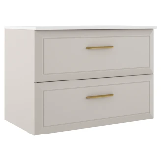 Servantskap Gold <strong>Tandem</strong>  Beige Matt 80 cm med Servant Hvit Blank
