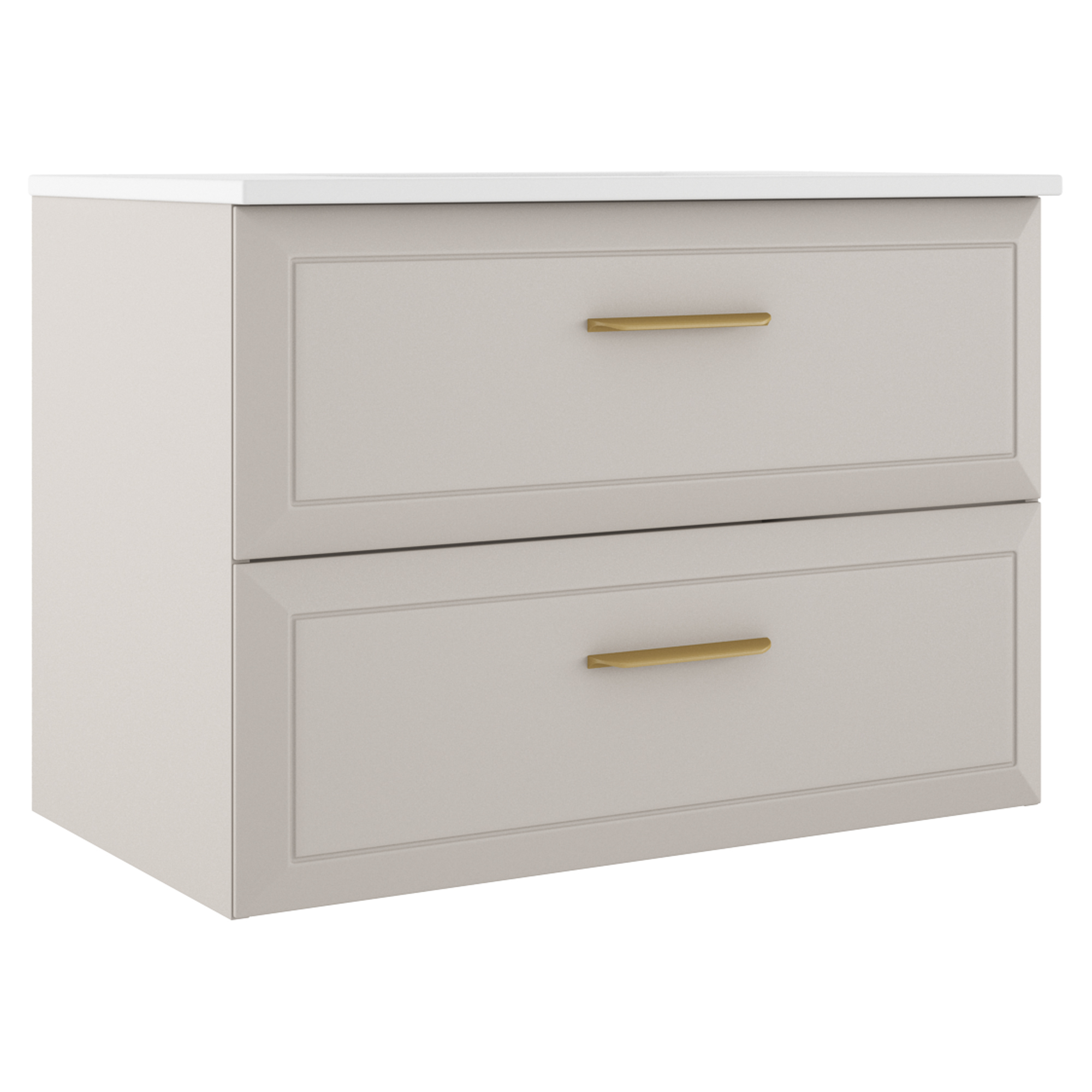 Servantskap Gold Tandem Beige Matt 80 cm med Servant Hvit Blank