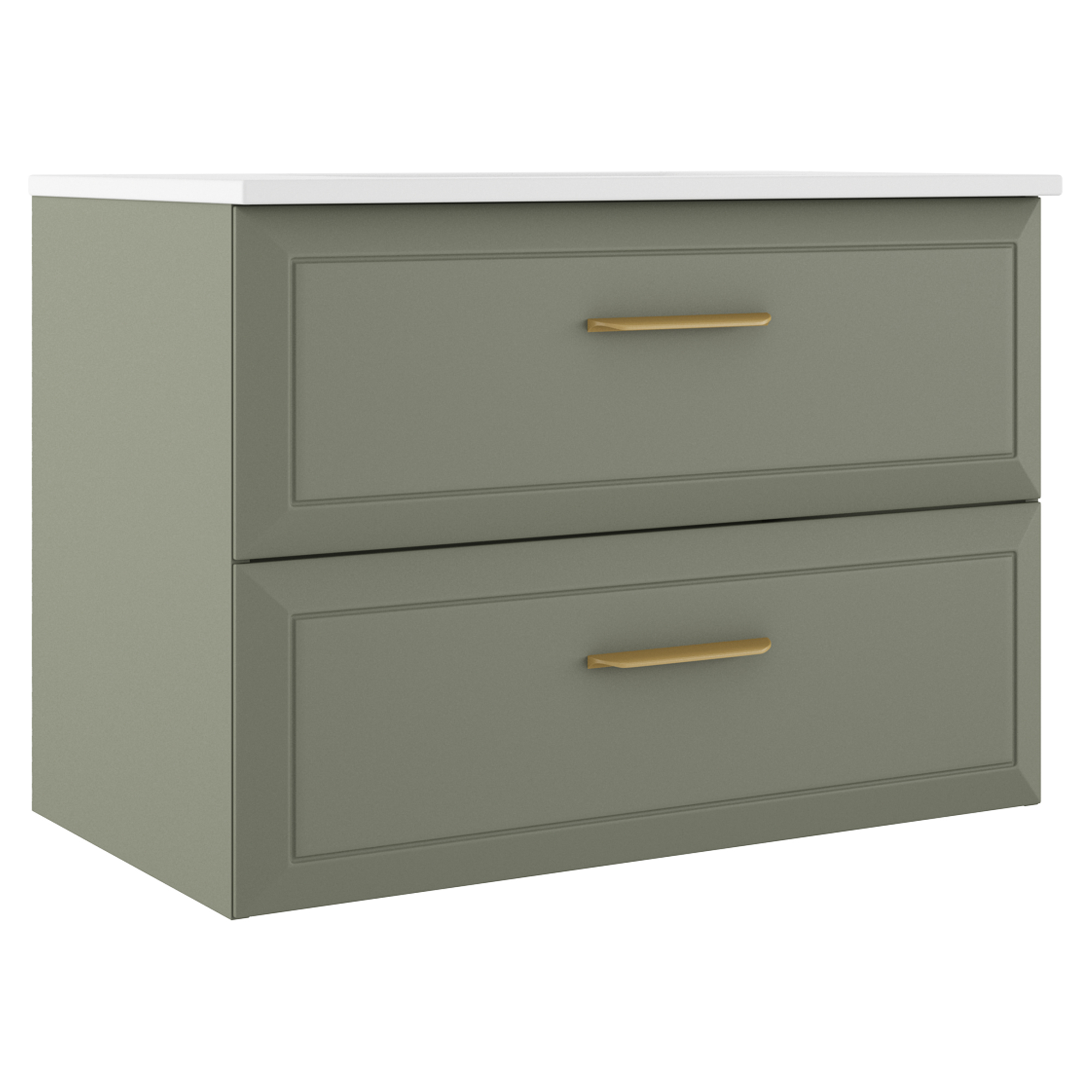 Servantskap Gold Tandem Grønn Matt 80 cm med Servant Hvit Blank