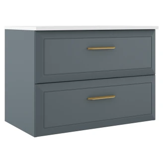 Servantskap Gold <strong>Tandem</strong>  Blå Matt 80 cm med Servant Hvit Blank
