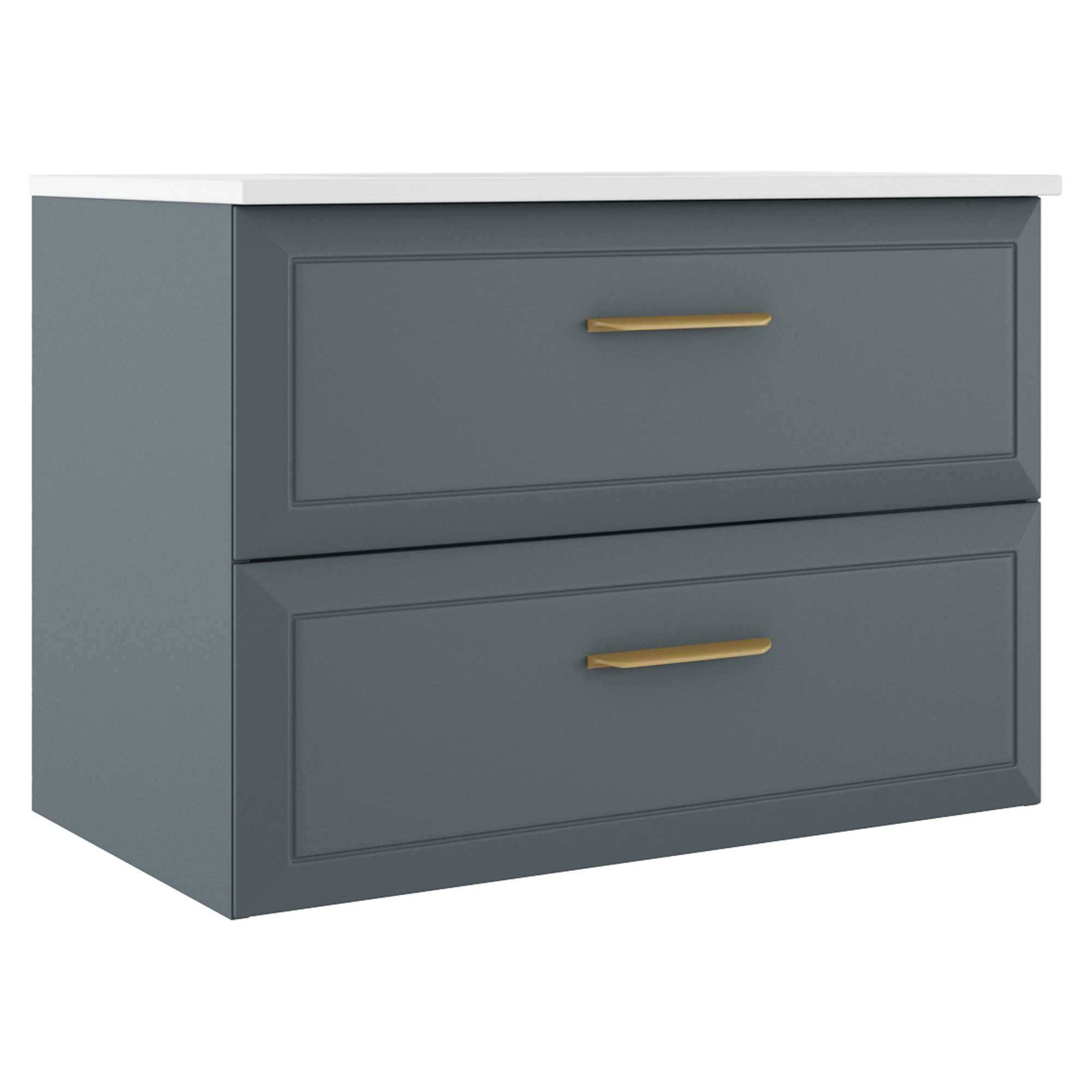 Servantskap Gold Tandem Blå Matt 80 cm med Servant Hvit Blank