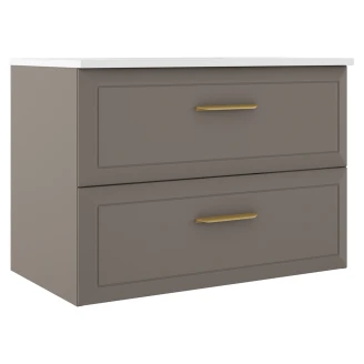 Servantskap Gold <strong>Tandem</strong>  Grå Matt 80 cm med Servant Hvit Blank