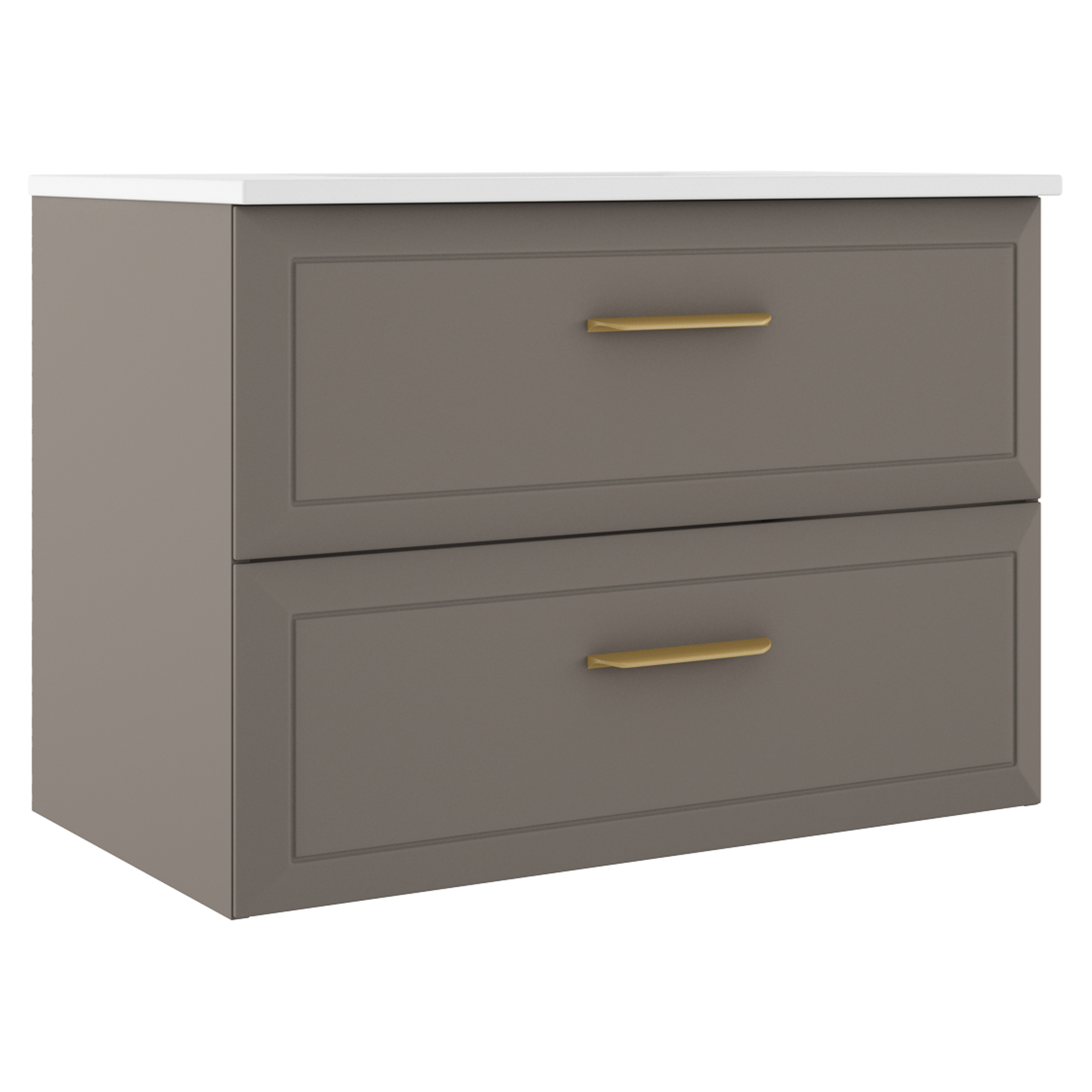 Servantskap Gold Tandem Grå Matt 80 cm med Servant Hvit Blank