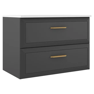 Servantskap Gold <strong>Tandem</strong>  Mørkgrå Matt 80 cm med Servant Hvit Blank
