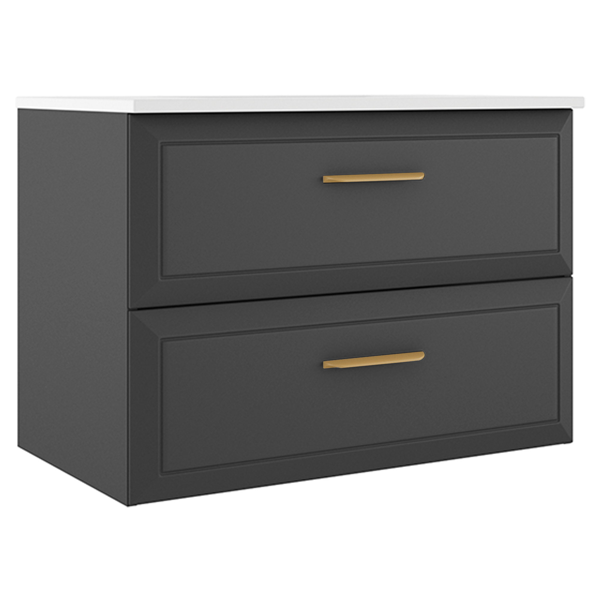 Servantskap Gold Tandem Mørkgrå Matt 80 cm med Servant Hvit Blank