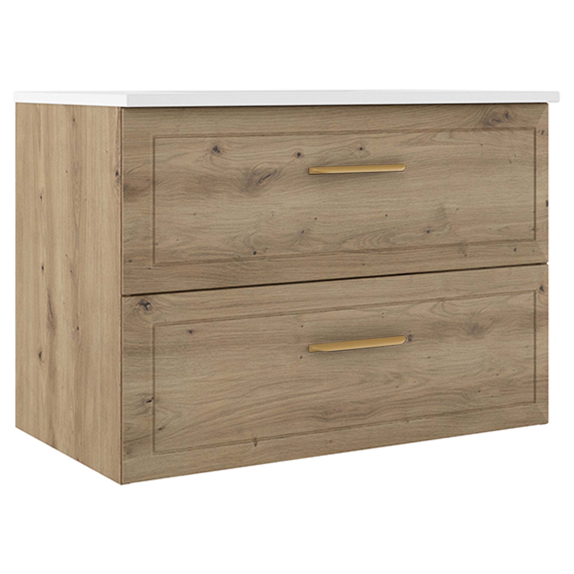 Servantskap Gold Tandem Eik Matt 80 cm med Servant Hvit Blank