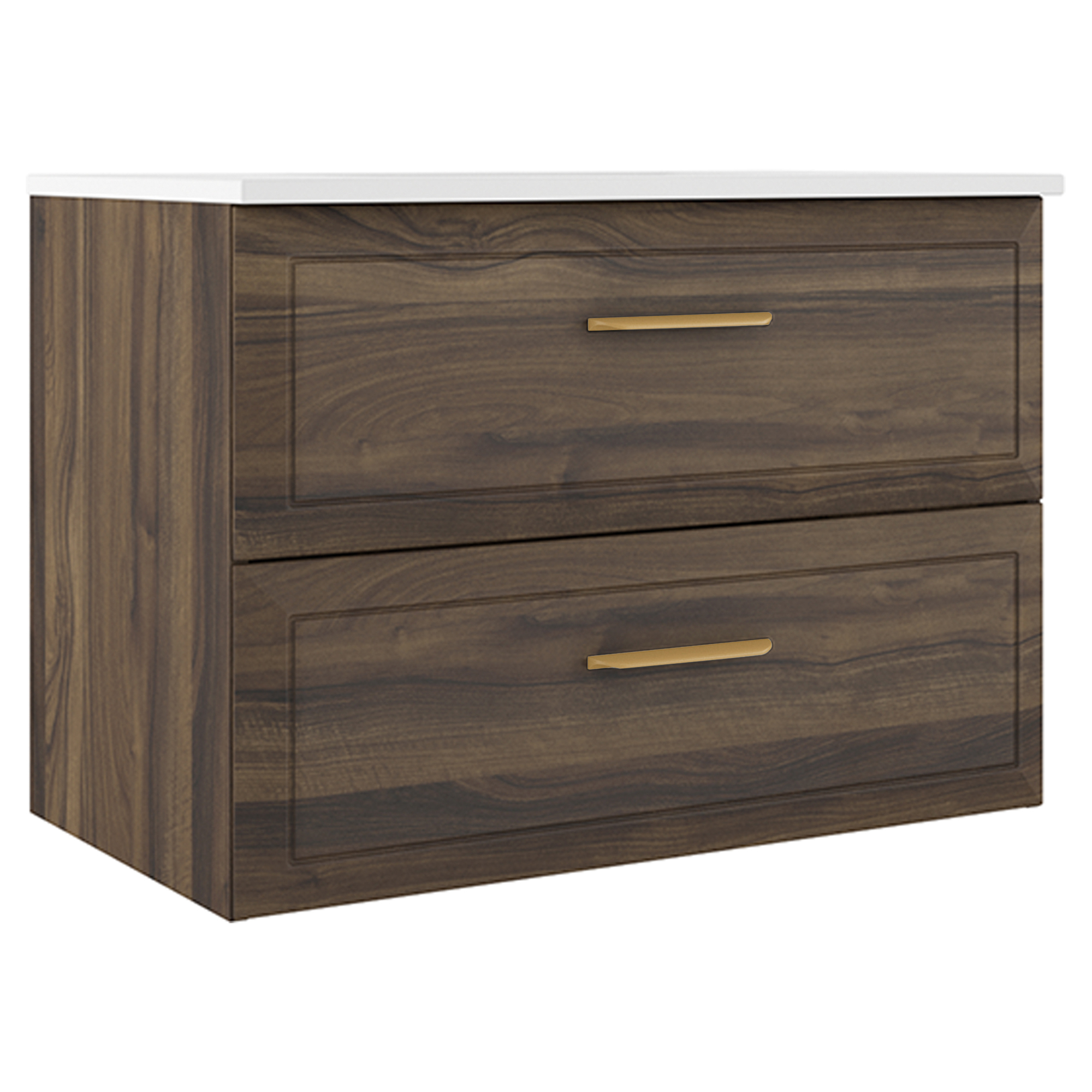 Servantskap Gold Tandem Valnøtt Matt 80 cm med Servant Hvit Blank
