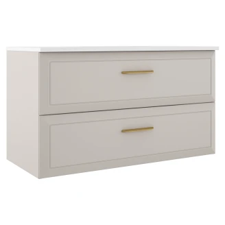 Servantskap Gold <strong>Tandem</strong>  Beige Matt 100 cm med Servant Hvit Blank