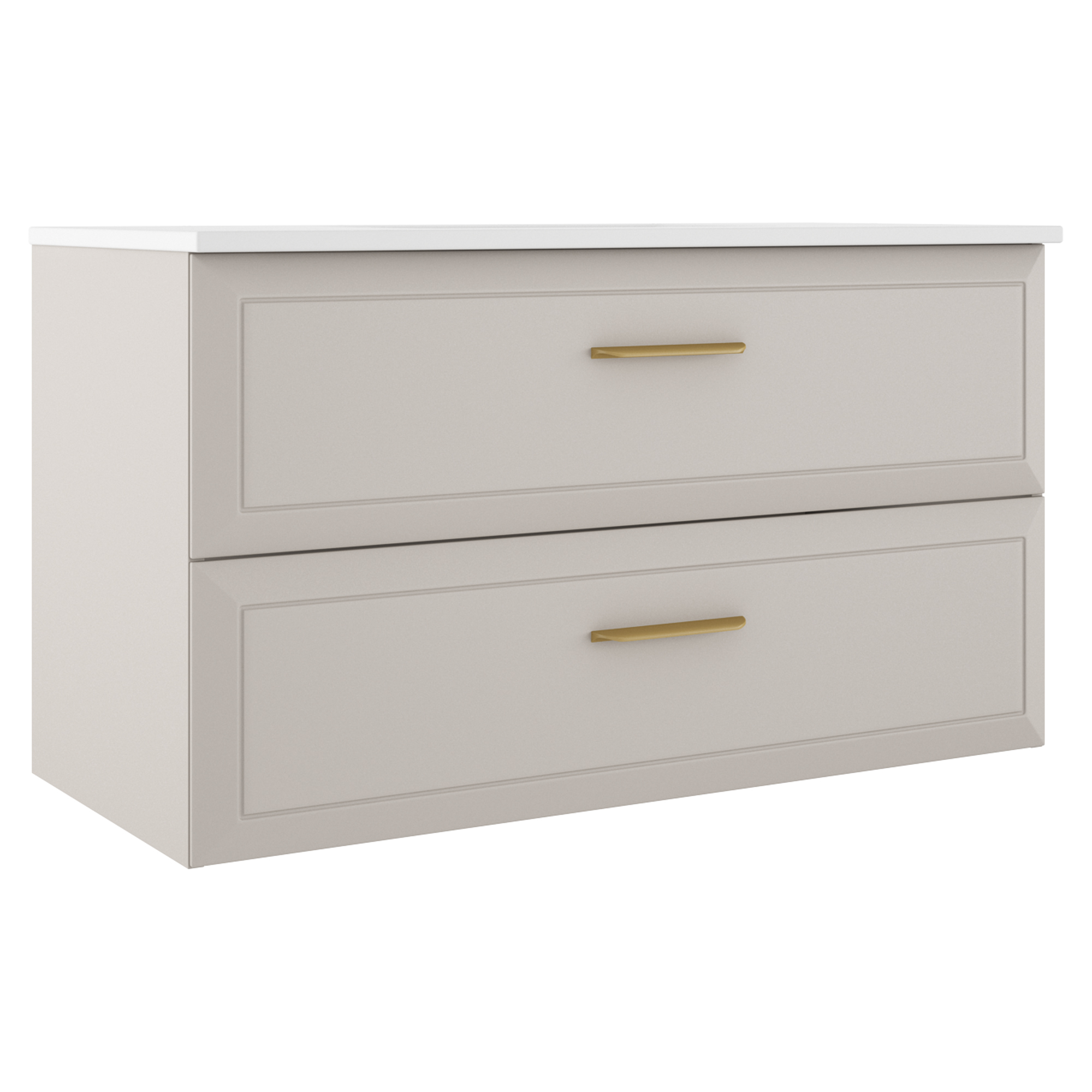 Servantskap Gold Tandem Beige Matt 100 cm med Servant Hvit Blank