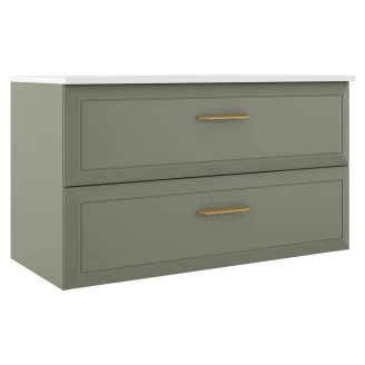 Servantskap Gold <strong>Tandem</strong>  Grønn Matt 100 cm med Servant Hvit Blank