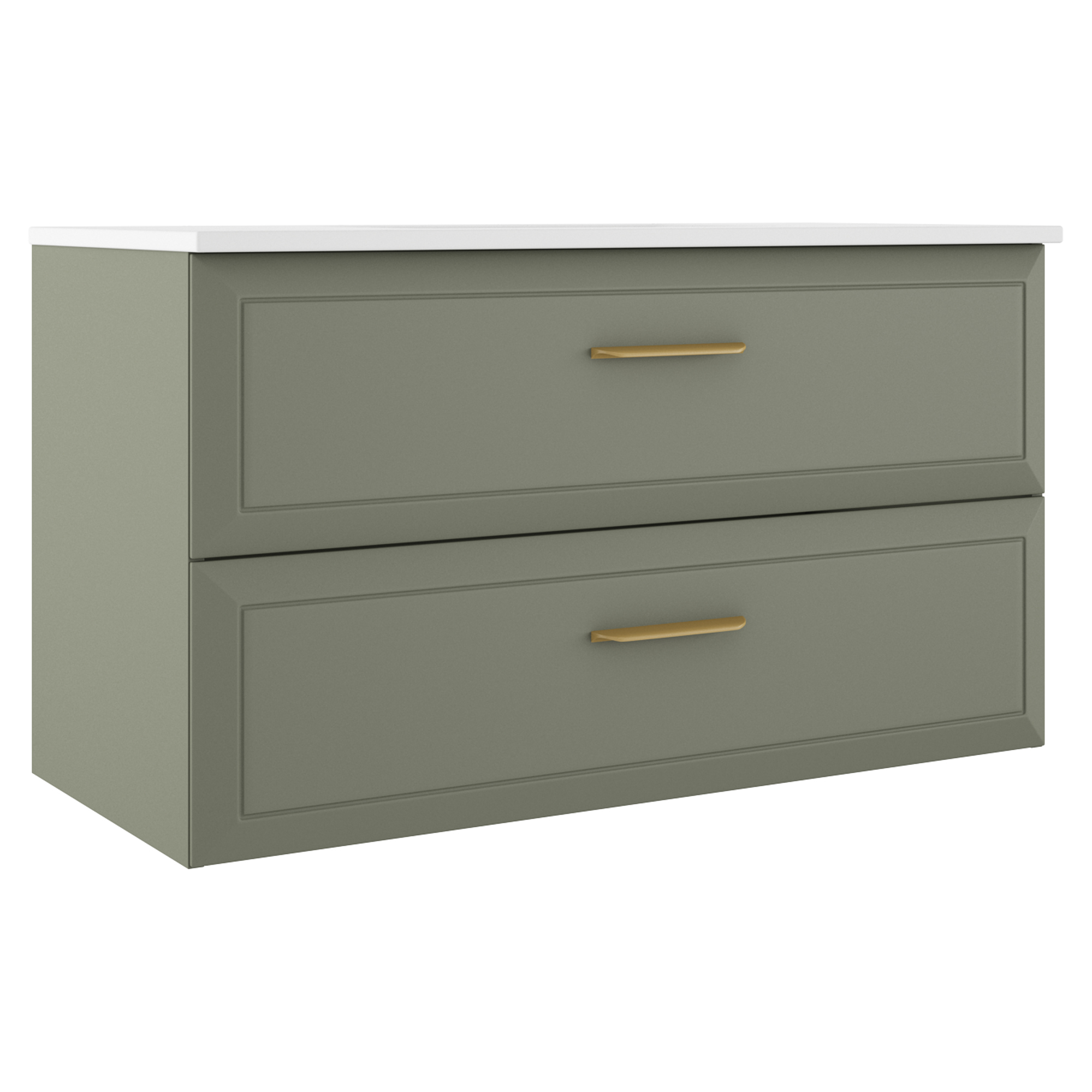 Servantskap Gold Tandem Grønn Matt 100 cm med Servant Hvit Blank
