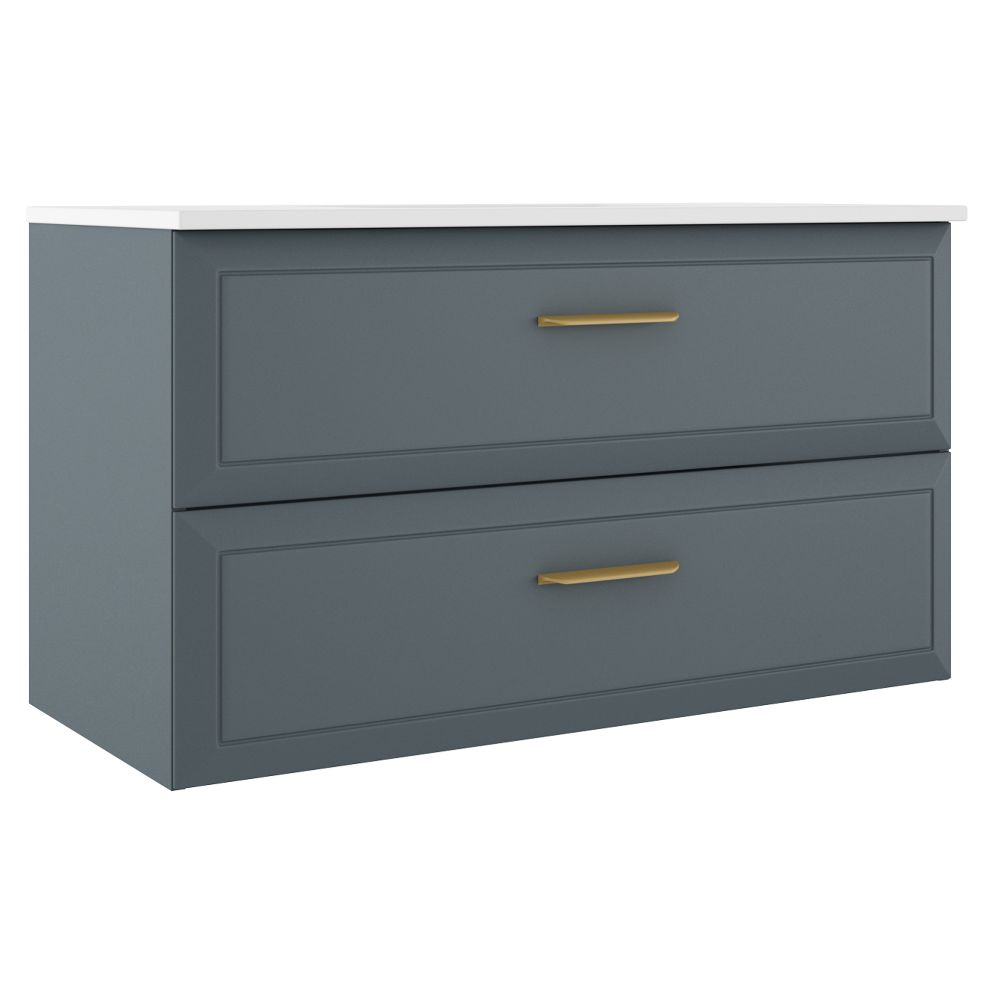 Servantskap Gold Tandem Blå Matt 100 cm med Servant Hvit Blank