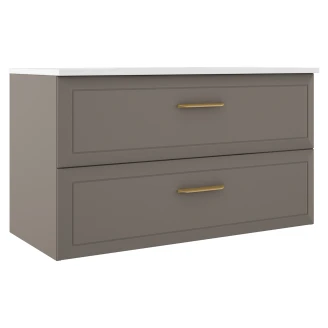 Servantskap Gold <strong>Tandem</strong>  Grå Matt 100 cm med Servant Hvit Blank