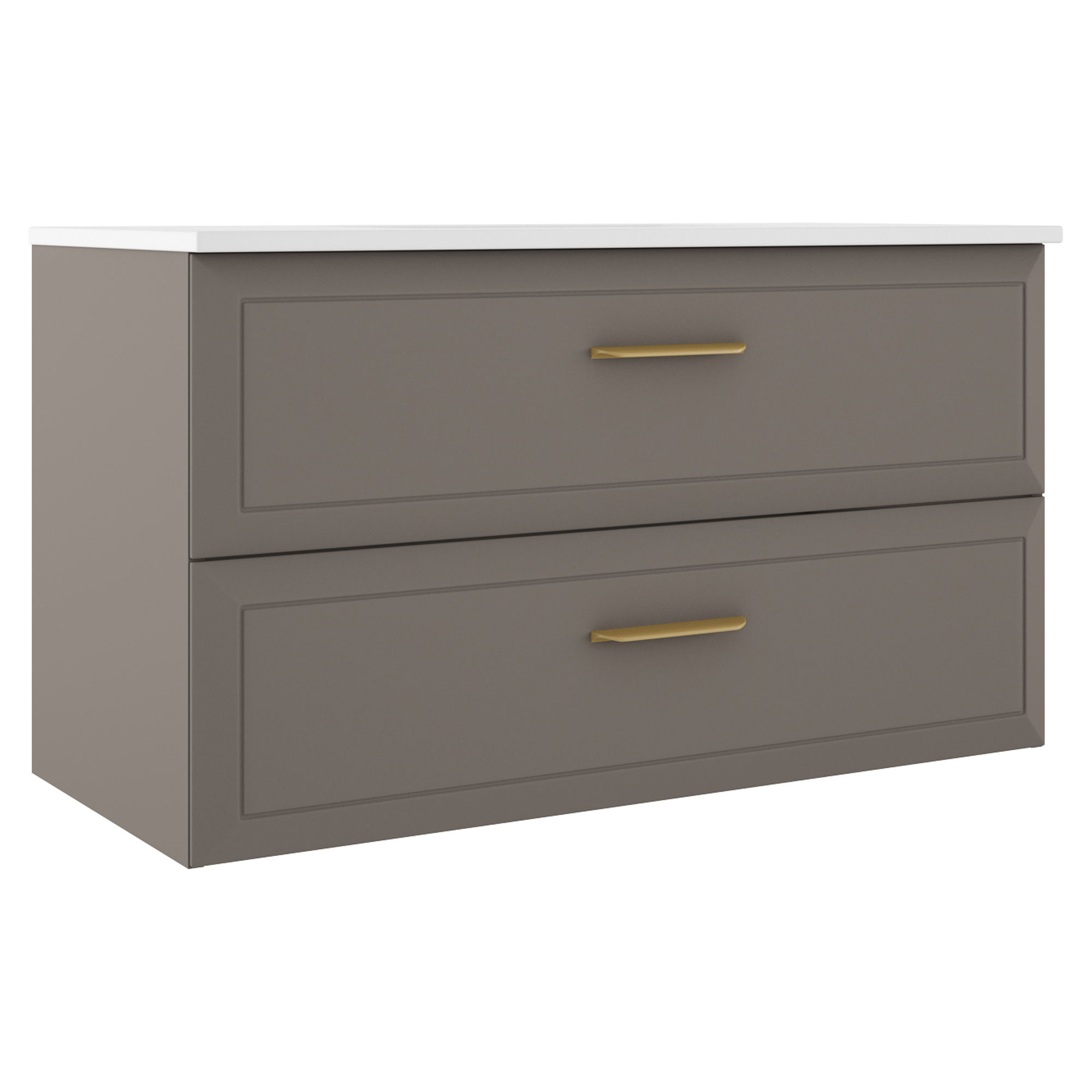 Servantskap Gold Tandem Grå Matt 100 cm med Servant Hvit Blank