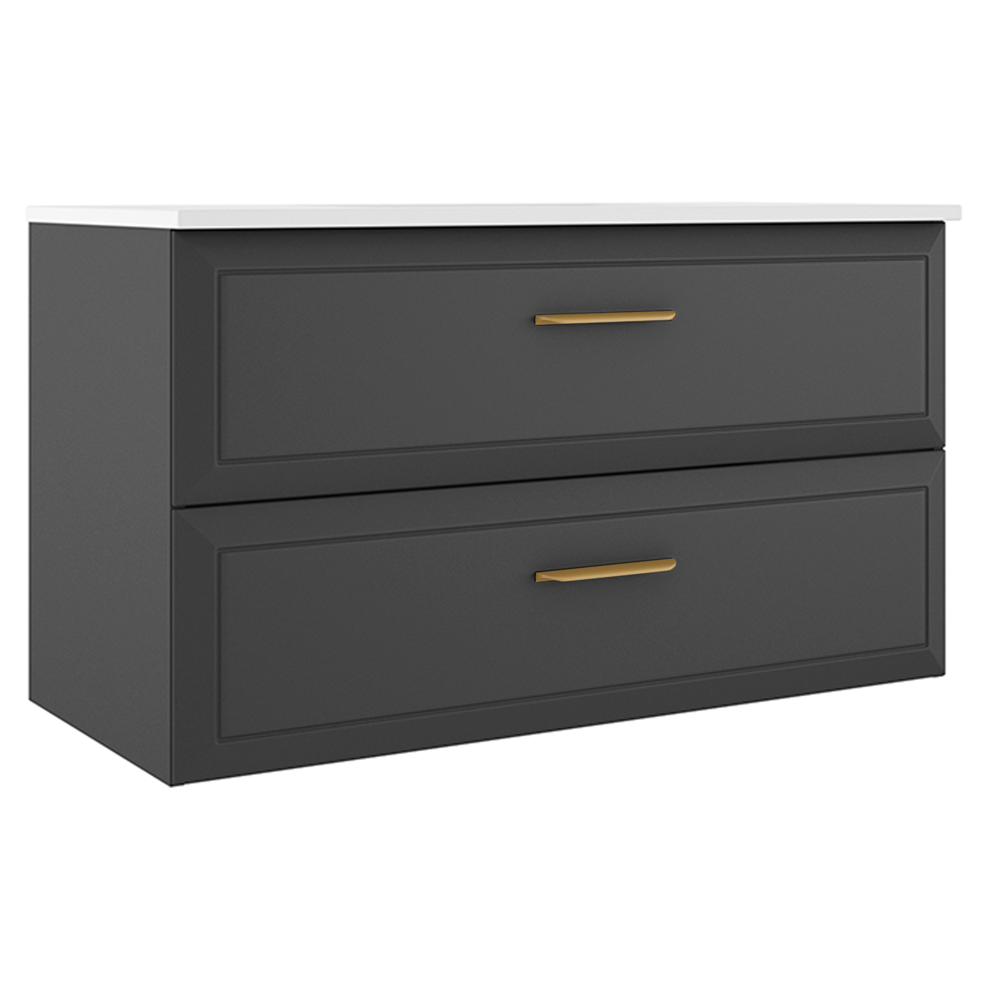 Servantskap Gold Tandem Mørkgrå Matt 100 cm med Servant Hvit Blank