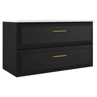 Servantskap Gold <strong>Tandem</strong>  Svart Matt 100 cm med Servant Hvit Blank