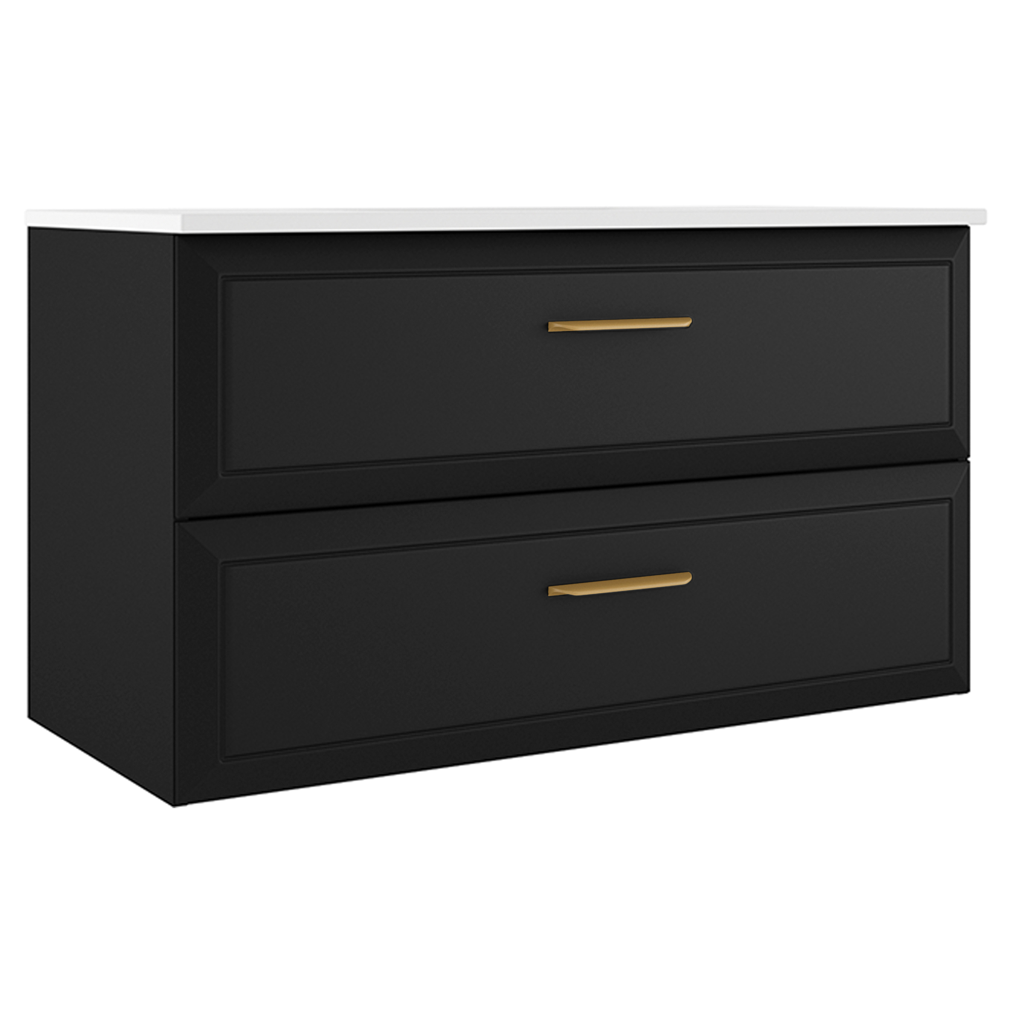 Servantskap Gold Tandem Svart Matt 100 cm med Servant Hvit Blank