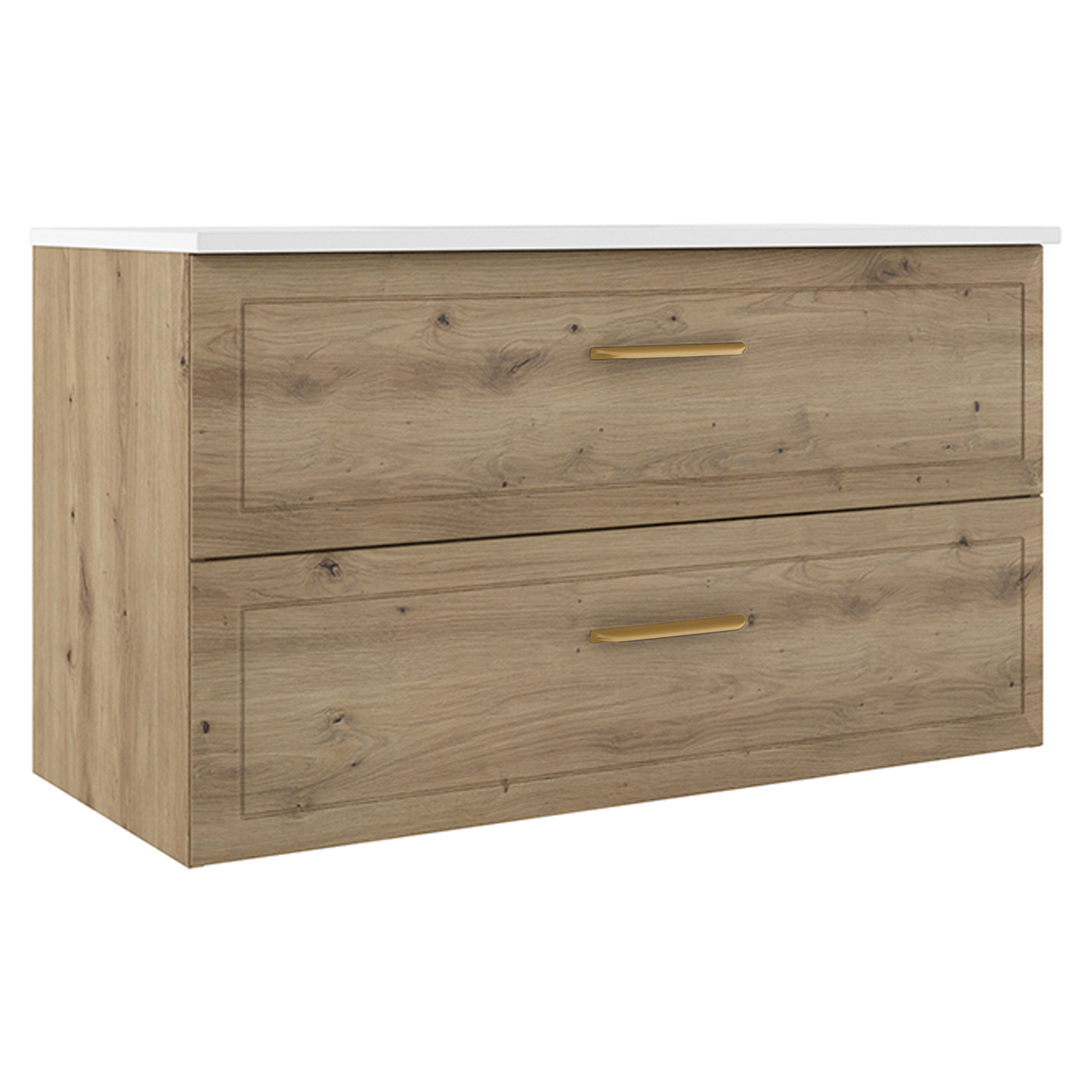 Servantskap Gold Tandem Eik Matt 100 cm med Servant Hvit Blank