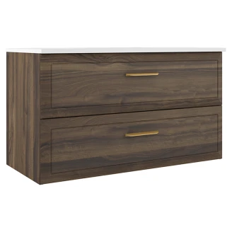 Servantskap Gold <strong>Tandem</strong>  Valnøtt Matt 100 cm med Servant Hvit Blank