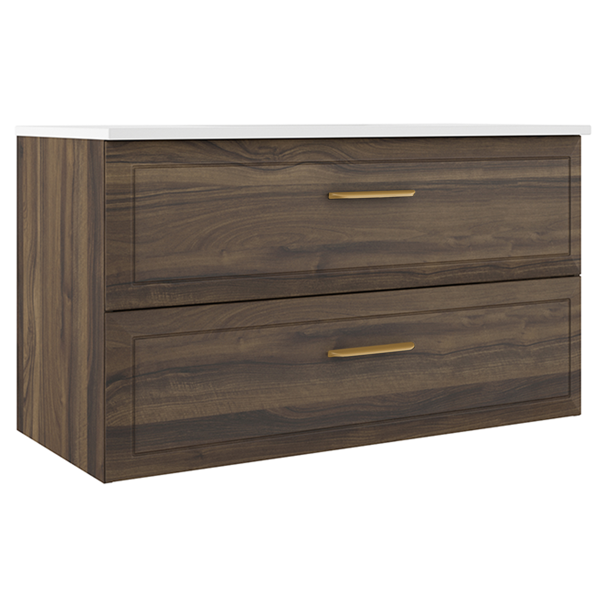 Servantskap Gold Tandem Valnøtt Matt 100 cm med Servant Hvit Blank