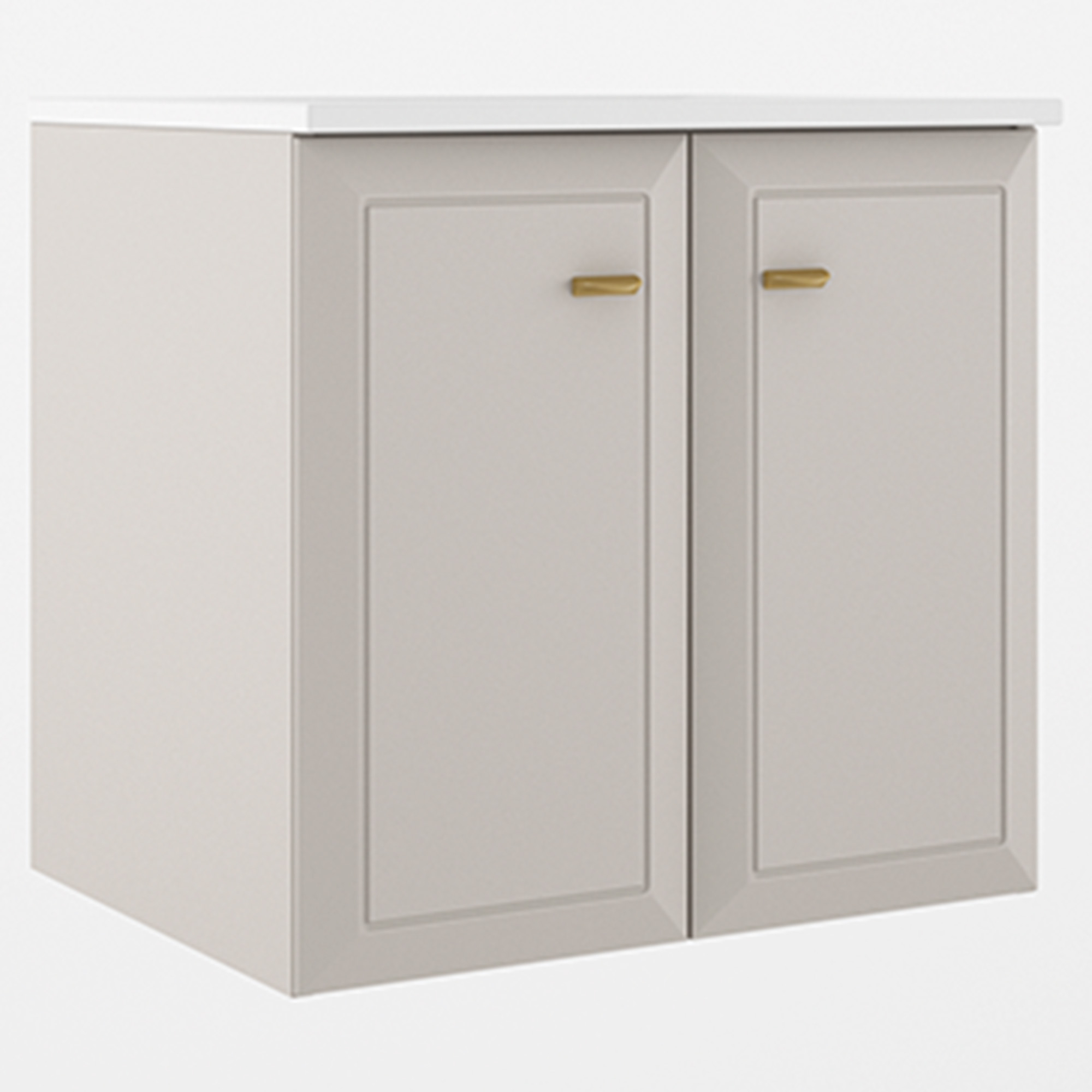Servantskap Gold Tandem Beige Matt 60 cm med To Dører med Servant Hvit Blank