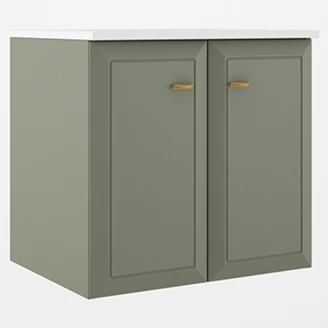 Servantskap Gold <strong>Tandem</strong>  Grønn Matt 60 cm med To Dører med Servant Hvit Blank