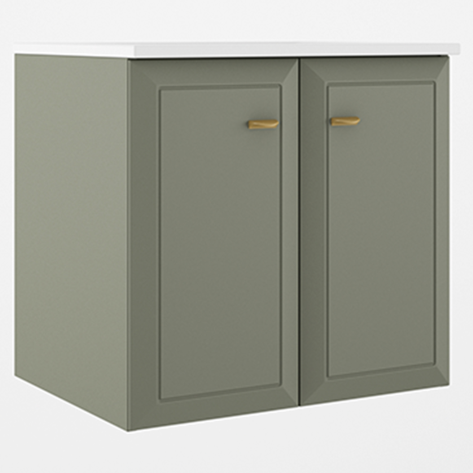Servantskap Gold Tandem Grønn Matt 60 cm med To Dører med Servant Hvit Blank
