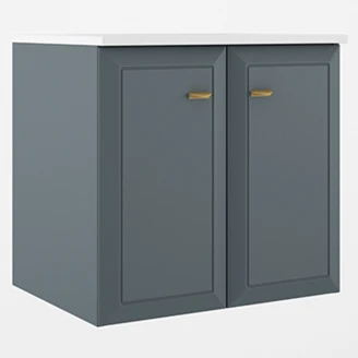 Servantskap Gold <strong>Tandem</strong>  Blå Matt 60 cm med To Dører med Servant Hvit Blank