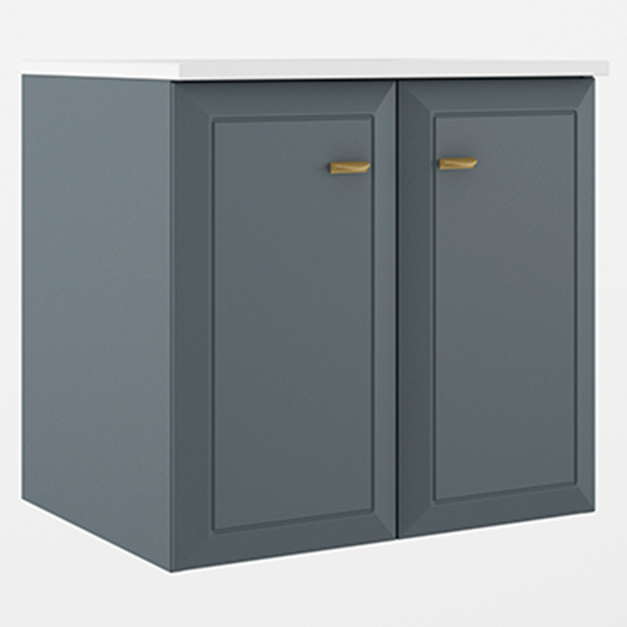 Servantskap Gold Tandem Blå Matt 60 cm med To Dører med Servant Hvit Blank