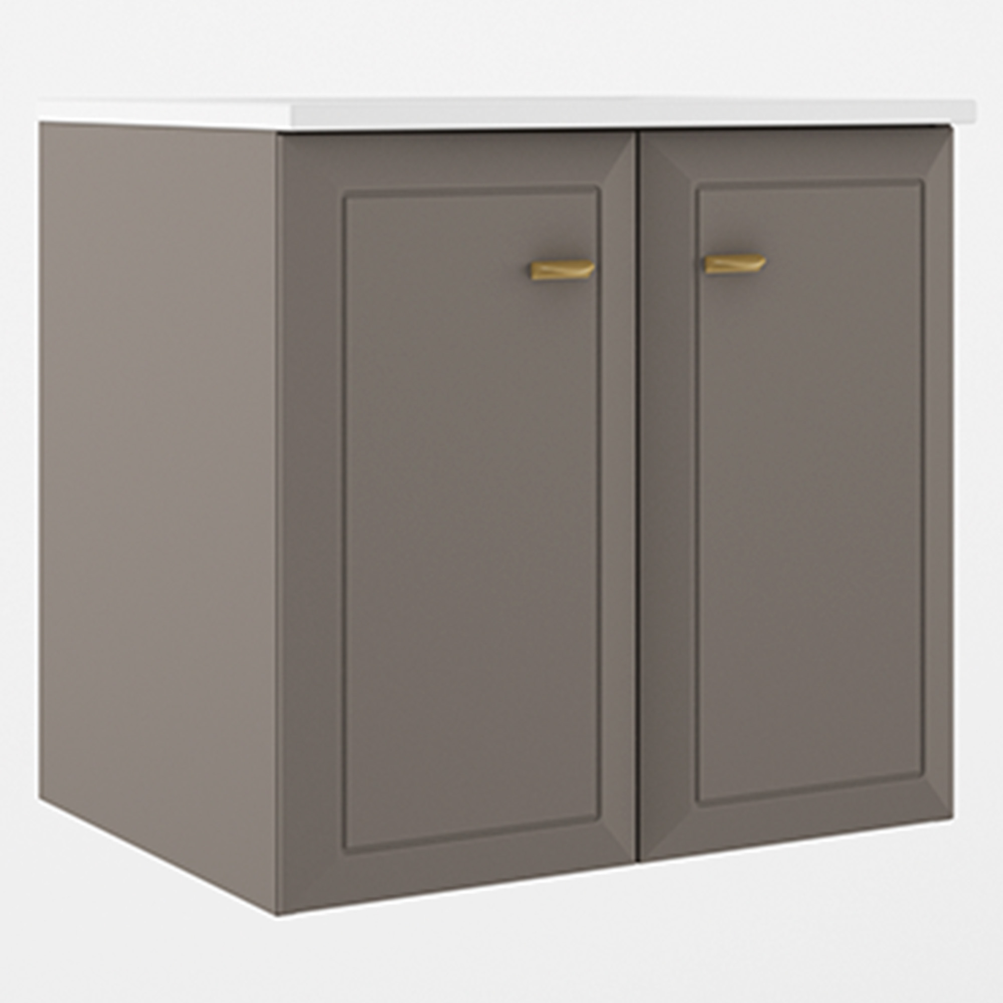 Servantskap Gold Tandem Grå Matt 60 cm med To Dører med Servant Hvit Blank