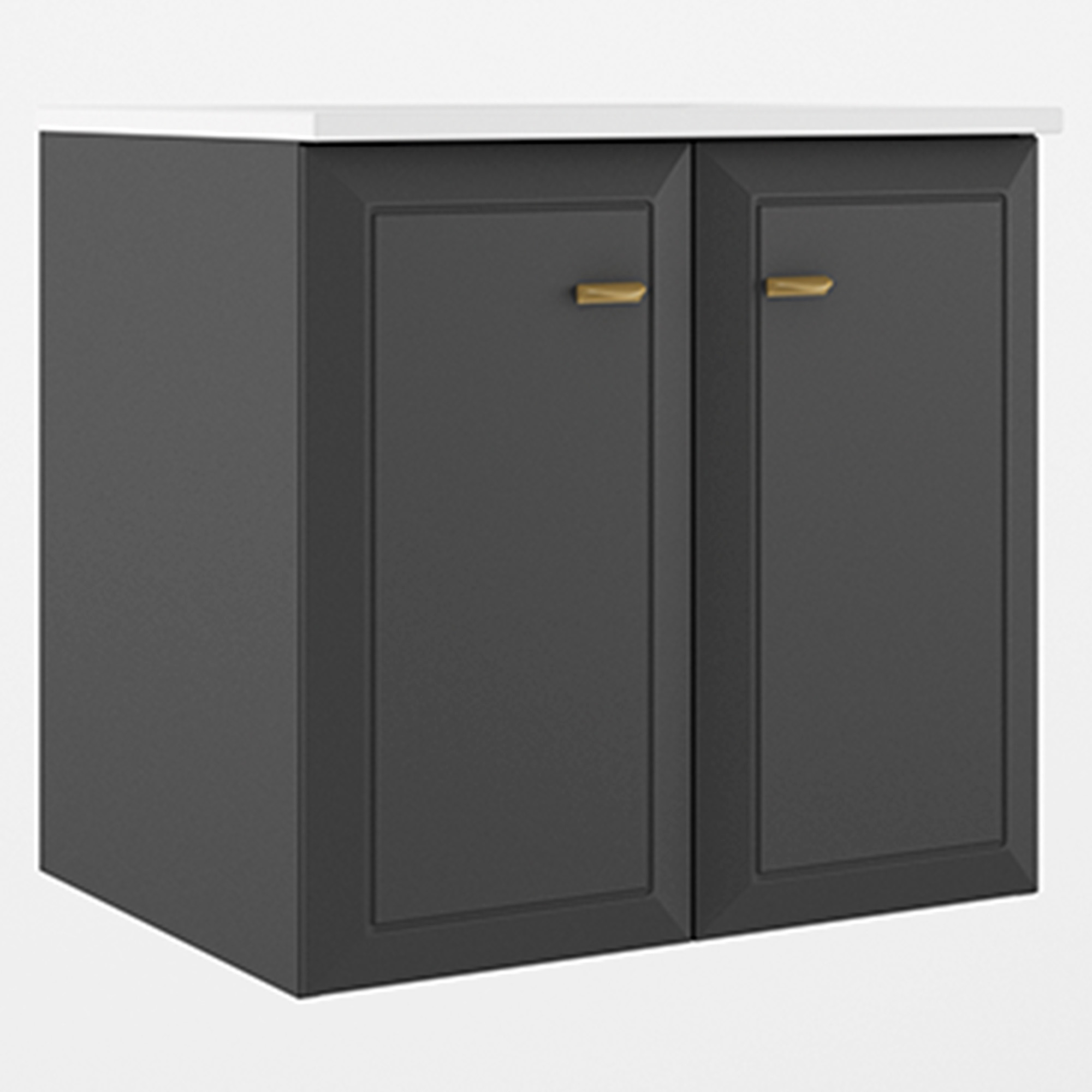Servantskap Gold Tandem Mørkgrå Matt 60 cm med To Dører med Servant Hvit Blank