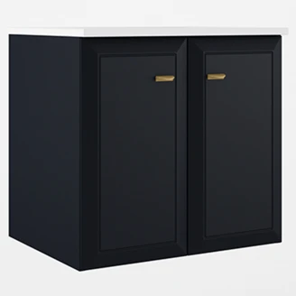 Servantskap Gold <strong>Tandem</strong>  Mørkblå Matt 60 cm med To Dører med Servant Hvit Blank