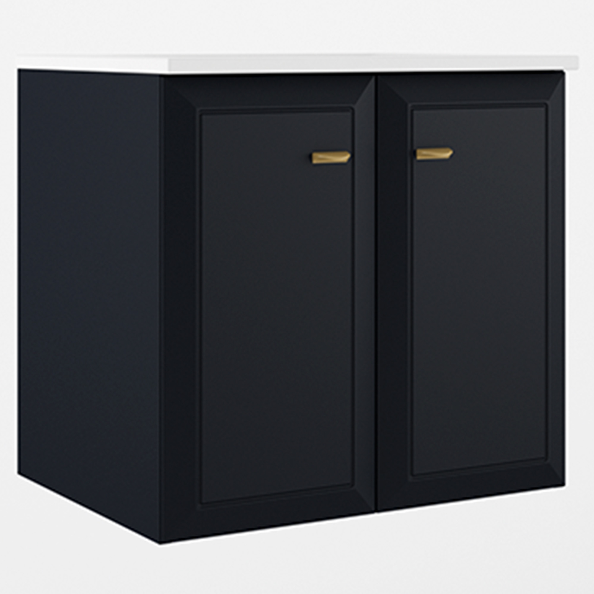 Servantskap Gold Tandem Mørkblå Matt 60 cm med To Dører med Servant Hvit Blank