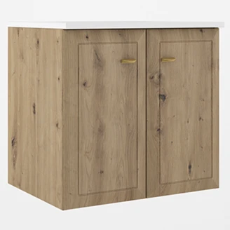 Servantskap Gold <strong>Tandem</strong>  Eik Matt 60 cm med To Dører med Servant Hvit Blank