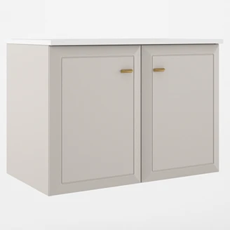 Servantskap Gold <strong>Tandem</strong>  Beige Matt 80 cm med Två Dørar med Servant Hvit Blank