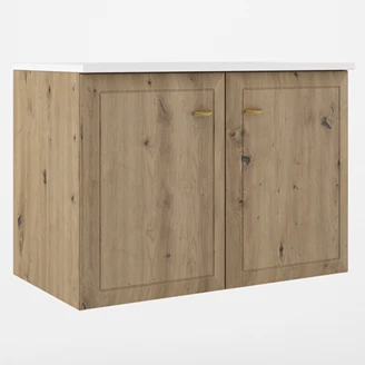 Servantskap Gold <strong>Tandem</strong>  Eik Matt 80 cm med Två Dørar med Servant Hvit Blank