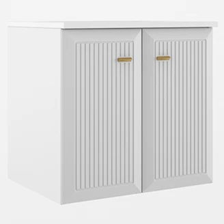 Servantskap Gold <strong>Tandem</strong>  Hvit-Stripet Matt 60 cm med Två Dørar med Servant Hvit Blank