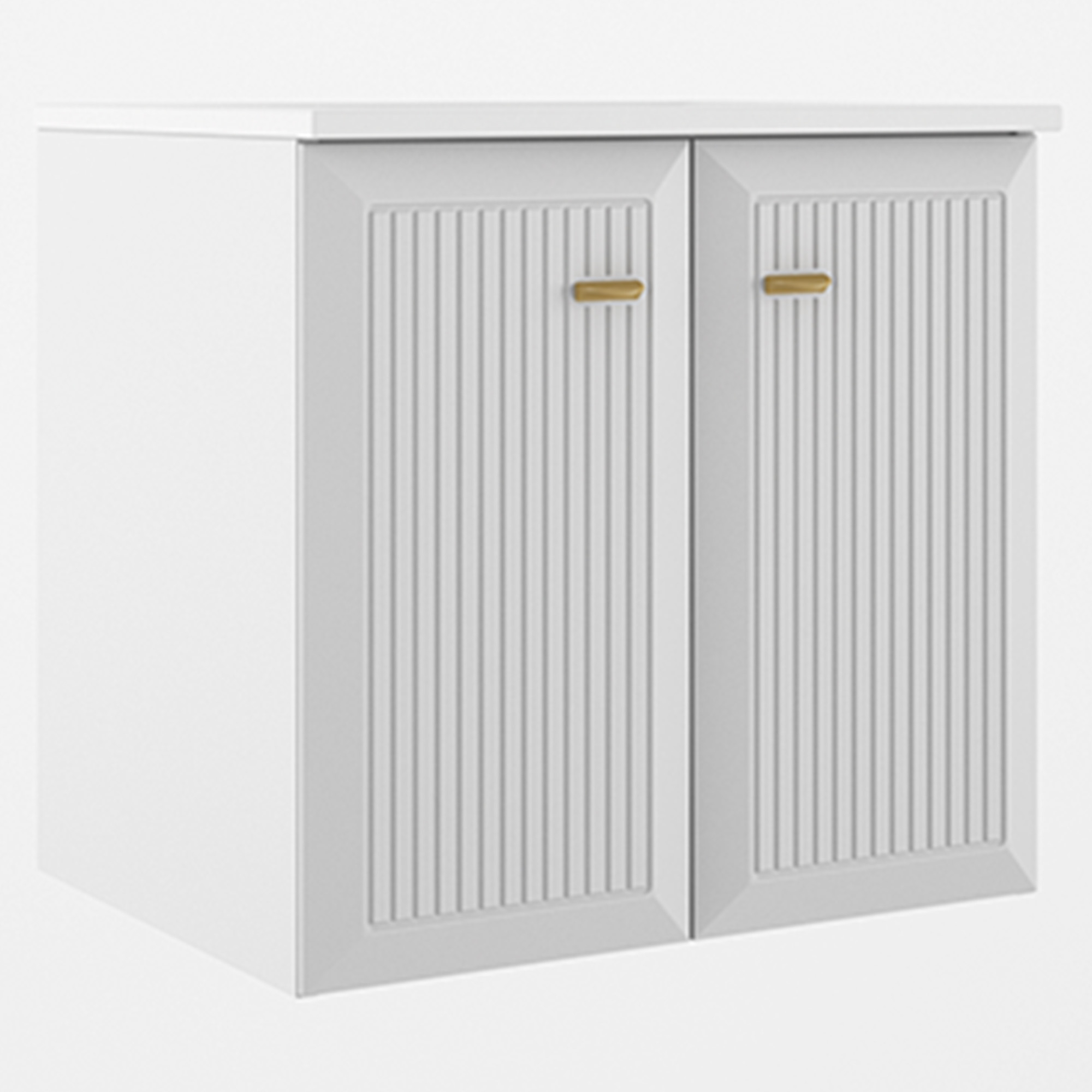 Servantskap Gold Tandem Hvit-Stripet Matt 60 cm med Två Dørar med Servant Hvit Blank