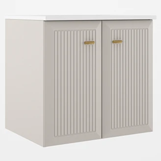 Servantskap Gold <strong>Tandem</strong>  Beige-Stripet Matt 60 cm med Två Dørar med Servant Hvit Blank
