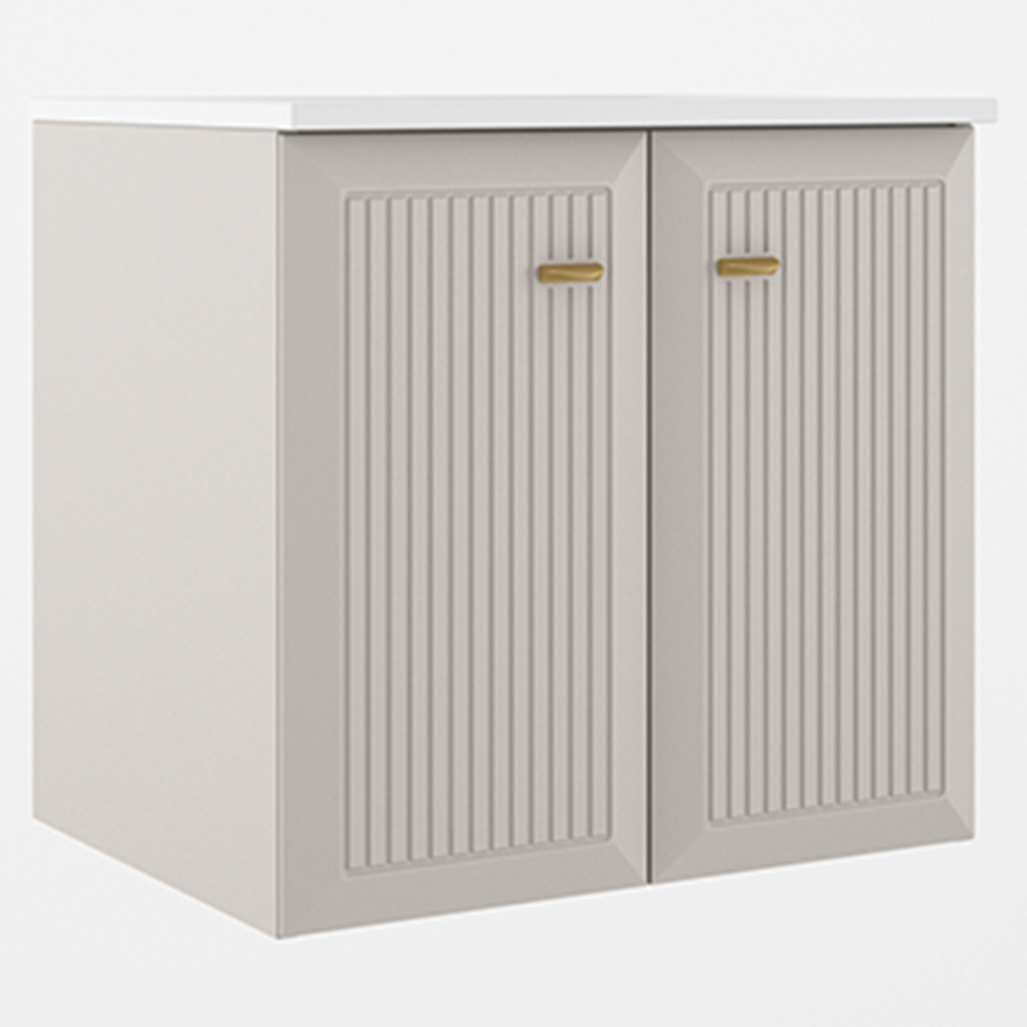 Servantskap Gold Tandem Beige-Stripet Matt 60 cm med Två Dørar med Servant Hvit Blank