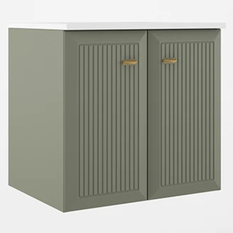 Servantskap Gold <strong>Tandem</strong>  Grønn-Stripet Matt 60 cm med Två Dørar med Servant Hvit Blank