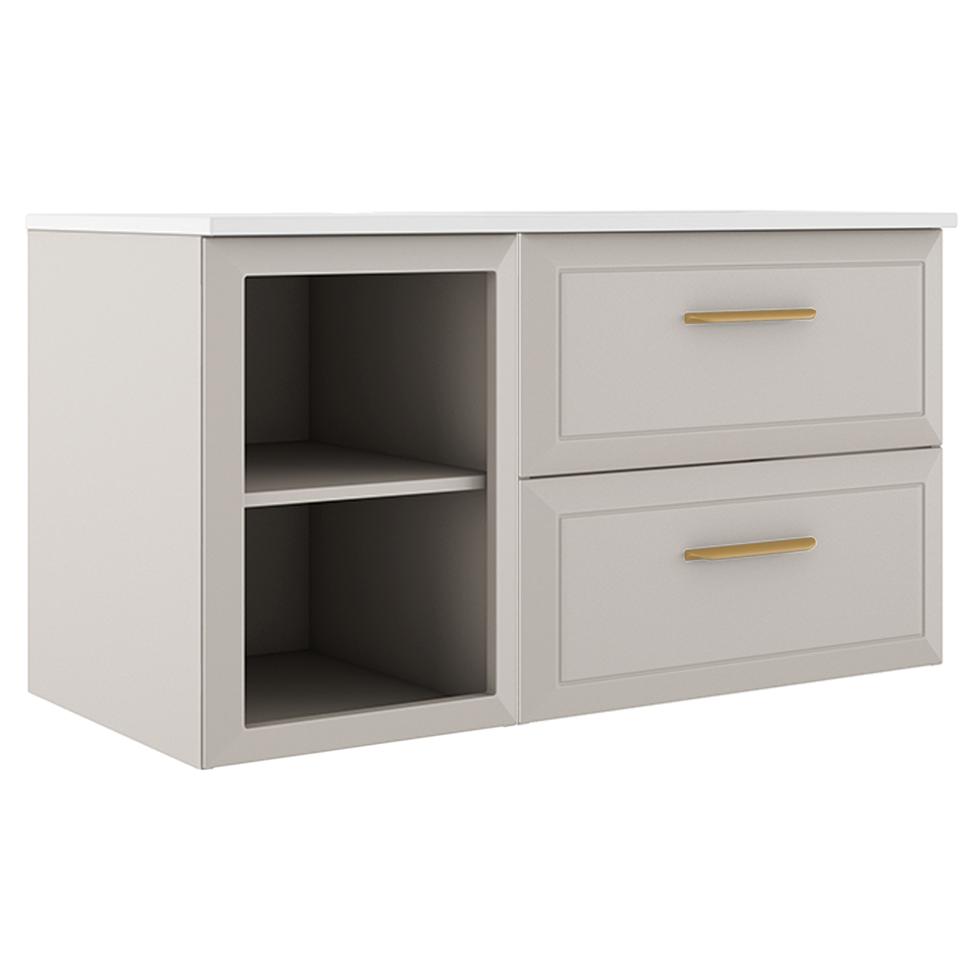 Servantskap Gold Tandem Beige Matt 40+60 cm med Servant Hvit Blank