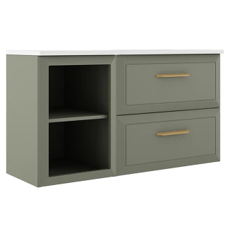 Servantskap Gold <strong>Tandem</strong>  Grønn Matt 40+60 cm med Servant Hvit Blank